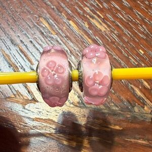 Pandora Pink Floral Murano Glass Charm Bracelet